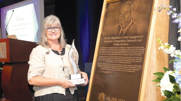 Mary Lou Ewald, director of the Office of Outreach in the College of Sciences and Mathematics (COSAM) – inaugural recipient of the
Royrickers Cook Endowed Engagement Award